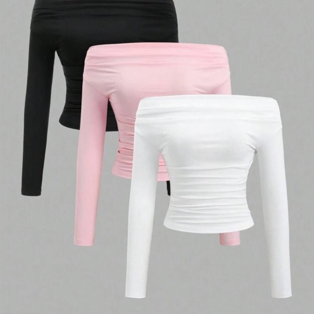 SHEIN Three pack off shoulder long sleeve top